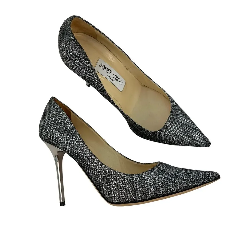 Jimmy Choo Glitter Pointed-Toe Pumps Shoes Heels | Size 37 (US 7)
